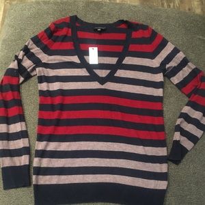Blue and red striped sweater